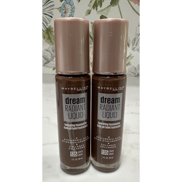 TWO Maybelline Dream Radiant Liquid Foundation Makeup Shade 135 Java 1 fl oz NEW - Picture 1 of 3
